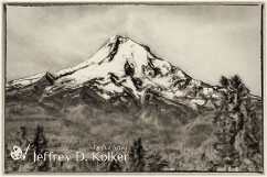 Mount Hood - BW Color - The iconic summit of Mount Hood, as seen from the north looking south. It's a potentially active volcano, so it may not always look like this. It's...