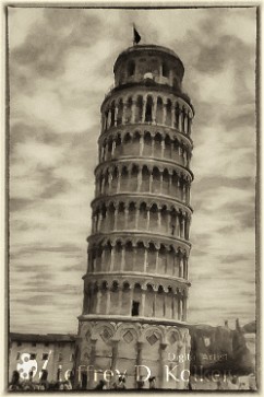 Pisa (BW) Color - One of the most famous landmarks in all of Italy, it is a sunny, crowded day at the Leaning Tower of Pisa. For those interested, construction started in...