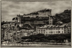 Porto Venere - BW Color - On the way to the Cinque Terre, the ferry first stops here. Though technically not part of the Cinque Terre, Port Venere is a UNESCO World Heritage Site...