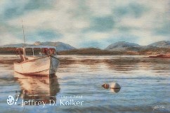 Maine Boats 2 A boat is tied up for the night somewhere near Southwest Harbor, wihich is on Mount Desert Island near Bar Harbor and Acadia National Park. I found it...