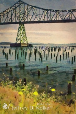 Astoria Waterfront, Scene 3 - Pier Posts Under the Bridge Posts sticking out of the Columbia River at the Astoria Waterfront are indication of the former piers that existed in days gone by. The Astoria-Megler bridge...