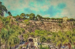 Street Scene - Monaco A street scene of Monaco. More specifically, a view of Avenue Albert II and the Port de Fontvielle as the road enters the Tunnel Rocher Palais and exits the...