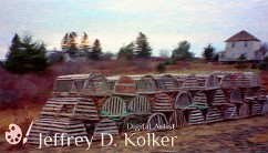 Lobster Traps Early morning on the Atlantic coast of Nova Scotia, lobster traps await for their time at sea
