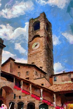 Bergamo Bell Tower The bell tower of Bergamo, Citta Alta, known to the locals as Campanone. Bergamo is located in northern Italy at the start of the Italian Alps. At 10 PM every...