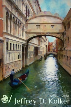Under the Bridge of Sighs A gondola is being rowed down one of the many canals of Venice, Italy. The gondolier is about to pass under the Bridge of Sighs, which connects the...