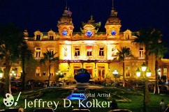 Casino Monte Carlo At night, the rich and famous (and on occassion a poor humble artist) come out to play at the Casino Monte-Carlo in beautiful Monaco. The building is alight as...