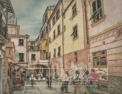 Monterosso Street Scene A A view of life along the Via Roma in Monterosso al Mare, the northernmost village of the Cinque Terre (Five Lands). The Cinque Terre are five villages along the...