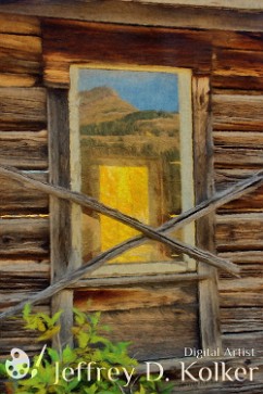 Cabin Windows A small cabin in the mountains, on one side the leaves of the aspen turn golden in the autumn weather, on the other side a mountain off in the distance. You can...