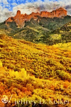 Carpeted in Autumn Splendor Chimney Rock, on Courthouse Mountain, stands out from the autumn colors of the Uncompahgre National Forest. Located in southwestern Colorado, Chimney Rock...