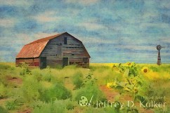Old Barn Amongst the Weeds In the panhandle of Oklahoma, sits an old barn, seemingly derelict and abandoned. The weeds are growing up around it during the hot Oklahoma summer. Off in the...